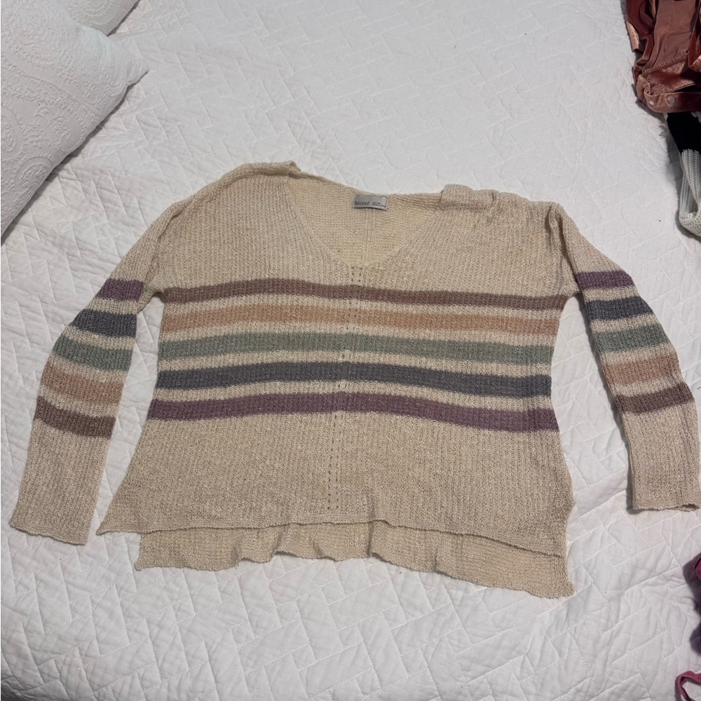 Striped Beige Women's Sweater